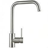 FORIOUS Wasserhahn Küche, Küchenarmatur mit 360°Drehbar, L Förmige Spülenarmatur mit Einhebel für 1 Loch, Wasserhahnhöhe 371 mm, Geeignet für den Einsatz in Familienküchen, Wohnmobilen, Edelstahl