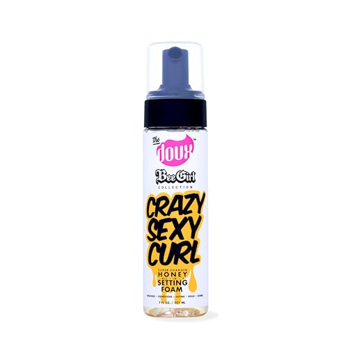 The Doux Curl Cream & Setting Mousse for Curly Hair CRAZYSEXYCURL Honey Foam for Heatless Curls Overnight, Frizz Control, Shine & Moisture – Curly Hair Styling Product with Aloe & Silk Amino Acids