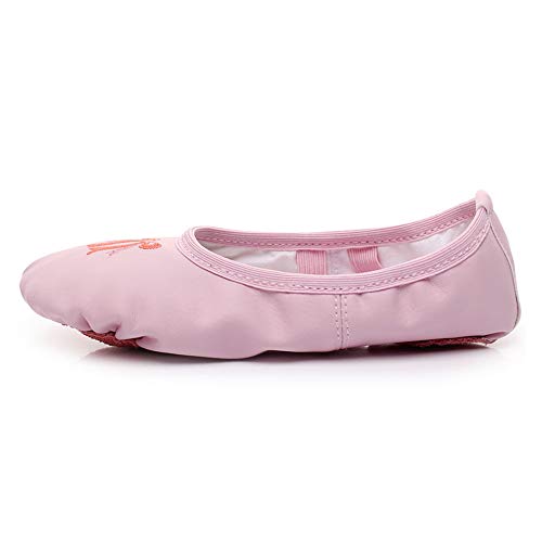 HROYL Cute Ballet Shoes Leather Ballet Slippers,Suitable for Toddler Little Big Girl,TJ-XHballet2