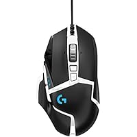 Logitech G502 HERO High Performance Gaming Mouse Special Edition, HERO 16K Sensor, 16 000 DPI, RGB, Adjustable Weights, 11 Programmable Buttons, On-Board Memory, PC/Mac &ndash; German Pack &ndash; Black/White