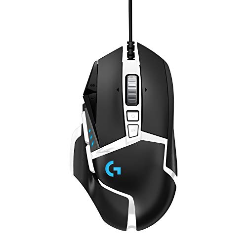 Logitech G502 HERO Gaming-Maus Special Edition, Hero 16000 DPI Sensor, RGB-Beleuchtung, Gewichtstuning, 11 Programmierbare Tasten, Anpassbare Spielprofile, PC/Mac, Schwarz/Weiß - Deutsche Verpackung