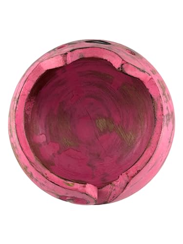 Image of Wooden Yarn Bowl for Crocheting Handmade Wool Storage Yarn Bowl with Holes Knitting Gifts for Women Crochet Accessories (5 inch x 3.5 inch - Pink)