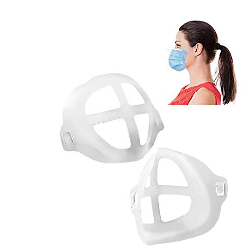 2 piece Silicone Face Mask Bracket for Comfortable Breathing, Saving Lipstick Inner Plastic Mask Inserts for Cloth Mask, Cool Mask Hack More Space Washable and Reusable Plastic Mask Guard Insert Clear