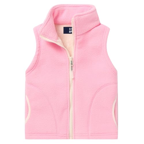 Image of LittleSpring Kids Fleece Vest with Fur Lined Zip Up Warm Thickening Winter Sleeveless Jacket