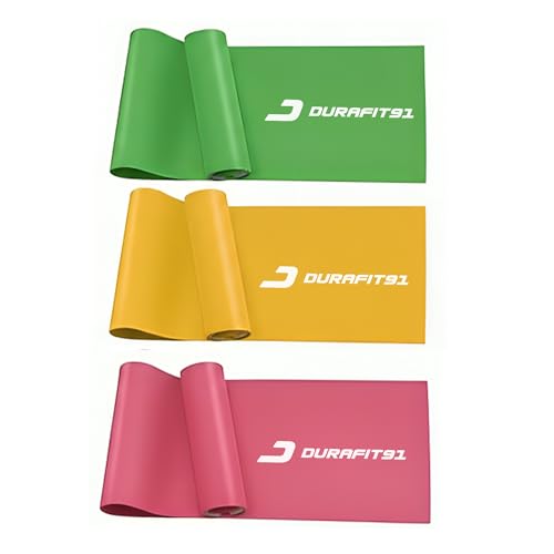 Image of Durafit91 Resistance Bands Set of 3(Extra Light to Heavy) Exercise Thera Band for Unisex, Natural Latex Stretch Band for Yoga, Pilates, Strength Training,Home Workout,Gym Fitness,Physical Therapy