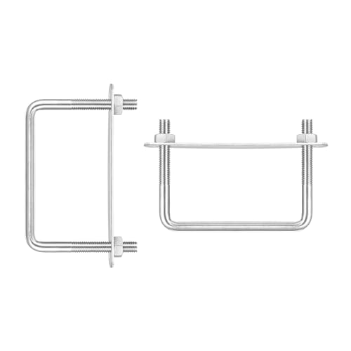 Image of DTGN M8x85x70mm(ThreadxWxL) Square U Bolt - 2Pack - Good for Trailer Pipe Replacement Parts - 304 Stainless Steel U Shape Bolts