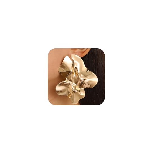 Statement Chunky Large Silver Earrings for Women Trendy, Big Irregular