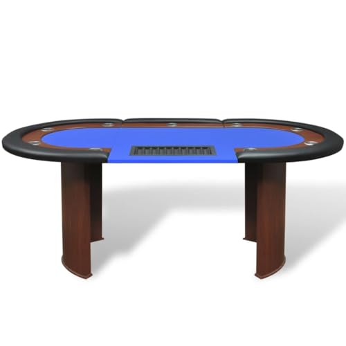 NQJIBUE Home Garden Pokertisch für 10 Spieler mit Händlerbereich und Chipablage blau – Bild 3