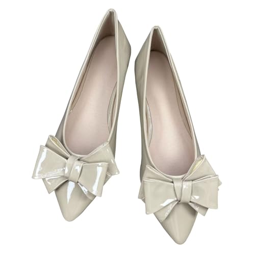 Image of TN TANGNEST Flats Shoes Women Comfort Casual Loafers | Classic Pointed Toe Bowknot Flats Cute Slip On Flats, Wear to Work Travel Walk