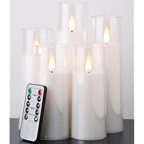 Amagic Flameless Battery Operated Candles with Remote Timer, Pure White