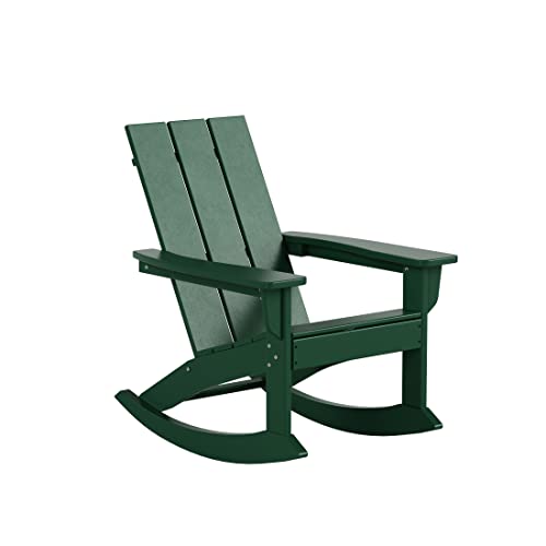 Wo Home Furniture Adirondack Rocking Chair Set Of 2 Pcs Patio All-Weather And Uv Protection For Any Outdoor Spaces (Dark Green) #TOP3