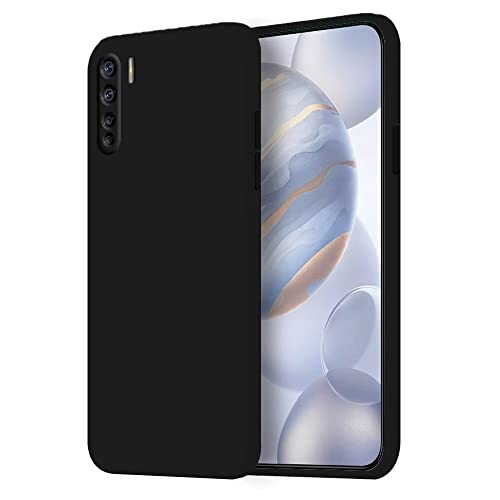 HONLEN Funda Compatible para OPPO A91 Case, (6.4' Inches) Líquida TPU Silicona Cover con Anti-Rasguño, Cáscara Suave Cubierta Negro