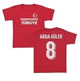 Turkiye Soccer Fans Arda Guler 8 Jersey Style Toddler T-Shirt (Red, 5T)