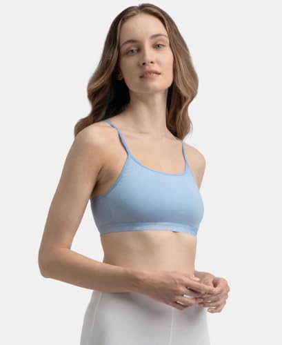 Image of Jockey 1351 Women's Super Combed Cotton Elastane Stretch Multiway Styled Crop Top with Adjustable Straps and Stay Fresh Treatment, Full-Coverage Bra