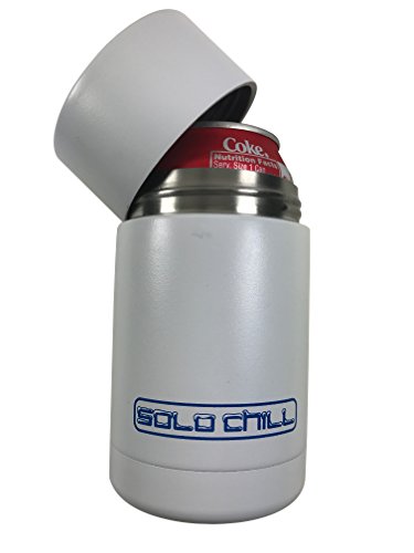 SoloChill Stainless Steel Double Insulated Can Cooler with Insulated LID - designed to