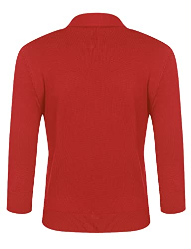 Image of URRU Women's Classic 3 /4 Sleeve Open Front Cropped Cardigan Sweater Lightweight Knit Short Shrugs