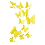 Cute Yellow Butterfly Wall Decor 24 pcs, Girls Room Wall Decals, Aesthetic Butterflies Stickers for...