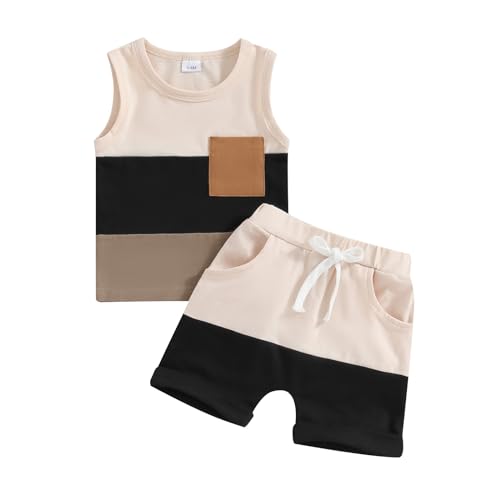 Image of Amnnchya Baby Boy 4th of July Outfit Stars Sleeveless Fourth of July Tank Top Shorts Toddler Independence Day Clothes