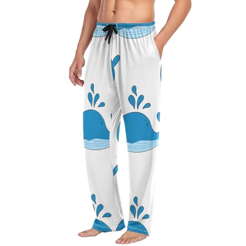Men's Pajama Pants Cartoon Whales Sleep Pajama Lounge Pant with Pockets, Elastic Waistband4
