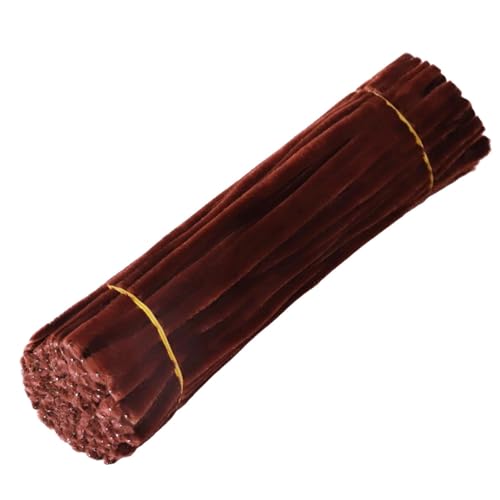 手芸モール 単色 約100本 6ｍｍ カラーモール ハロウィン 飾り クラフトモール DIY 幽霊 花 工作モール フラワー 手作り素材 インテリア飾り/パーティー/贈り物 【作り方を付き】 (茶色)