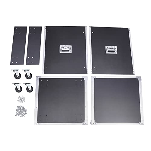 12U Portable Rolling Network Rack, Stereo Rack with Caster Wheels, Built in Handles 4 Post Cabinet Open Frame Server Cabinet for Audio Studio Video Telecom Equipment Rack Black - Thumbnail 3