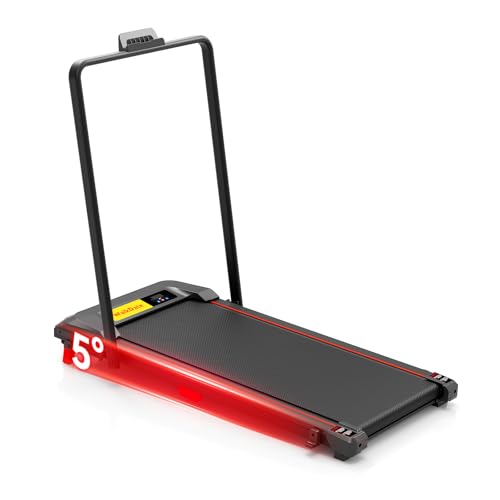 Image of Walking Pad Treadmill with Incline and Handle Bar, Walking Pad with Remote Control and Incline for Home Office, Led Display(Yellow)