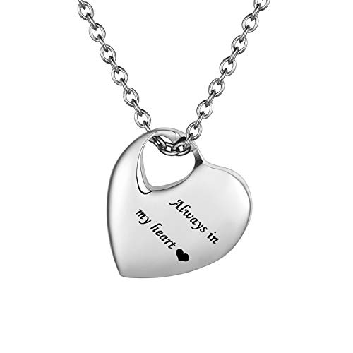 Norya Heart Pendant Cremation Urn Necklace Stainless Steel Keepsake Waterproof Memorial Jewelry