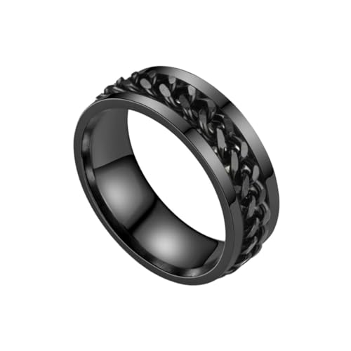 Anel Masculino Corrente Giratória Anti Estresse Aço Titânio Miss Vintade Jóias Faschion Anel Moda Am