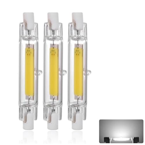 15W 78mm R7S LED Lamp Dimmable, Cold White 6000K, 1500 LM, Double Ended COB LED Bulb Equivalent Linear J78 150W Halogen Bulbs, 360 Degree LED Spotlight for Projector, Ceiling Lamp, 3-Pack