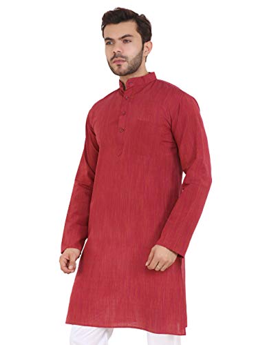 Image of LATEST CHIKAN Men's Cotton Long Kurta Full Sleeves - Casual Ethnic Wear