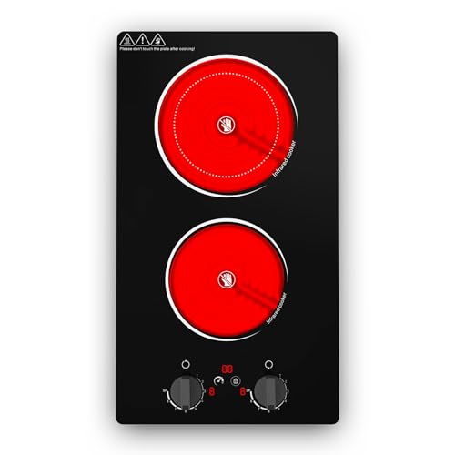 GIHETKUT Electric Cooktop,110V 2100W Stove top,Countertop and Built-in 2 burner