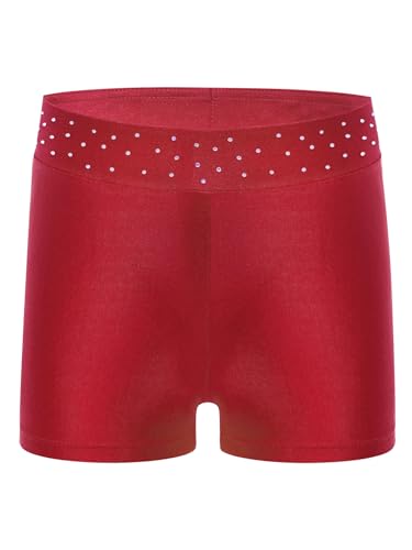 renvena Kids Girls Gymnastics Dance Tracksuit Sleeveless Rhinestones Crop Tops Athletic Shorts and Hair Set Outfits4