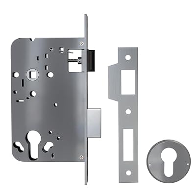 Amig - Cerradura de Embutir Puertas de Madera - Entrada: 60mm - Nuecas - Orificio: 70mm - Cuadrillo: 8mm - Cilindro Europerfil - Bocallaves y Suplemento Reductor: 6mm - Acero Inoxidable Mate
