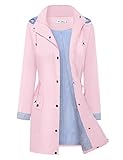 BBX Lephsnt Rain Jackets for Women Waterproof Lightweight Travel Raincoat Trench Windbreaker with Hood Pink M