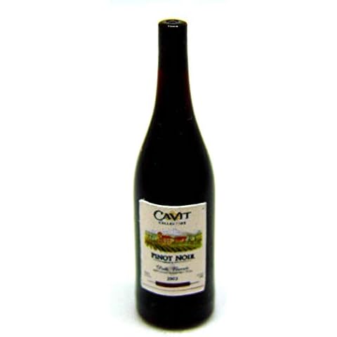 Tumdee Miniatures 1/12th Scale Dolls House Miniature Single Real Glass Bottle With a Cavit Red Wine Label Cover