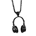 OAKKY Hommes Acier Inoxydable DJ Headphone Pendentif Collier Punk Rock Musique Casque d'écoute Noir, Hip Hop sans Fil Écouteur Petit Non Chaîne