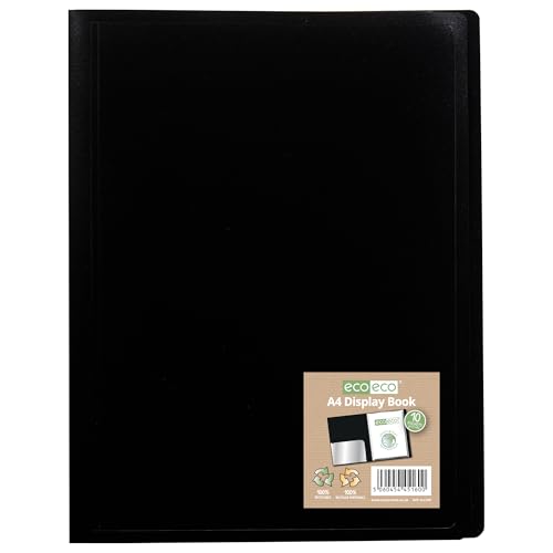 eco-eco A4 100% Recycled 10 Pocket Black Flexible Cover Portfolio Book Folder Display Book, Pack of 2 Books, eco160x2 - Image 3
