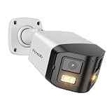 PANOOB Telecamera di sicurezza a doppia lente 4K PoE con doppia luce intelligente Visione notturna a colori, rilevamento di esseri umani/veicoli da 8 MP, telecamera IP di sorveglianza audio