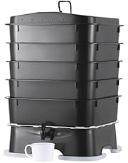 VEVOR 5-Tray Worm Composter, 50 L Worm Compost Bin Outdoor and Indoor, Sustainable Design Worm Farm Kit, for Recycling Food Waste, Worm Castings, Worm Tea, Vermiculture and Vermicomposting