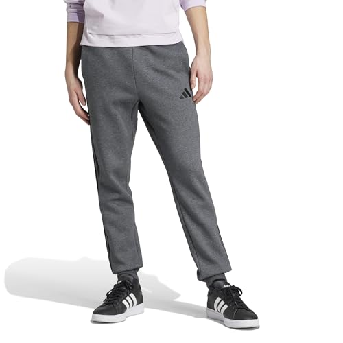 adidas Herren Essential Three Stripes Fleece Pants, Dark Grey Heather/Black, L – Ansicht 3