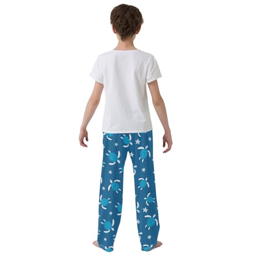 Boys' Pants Blue Turtles White Starfish Long Bottoms Jogger Pants Elastic Waist Trousers with Pockets S-XL3