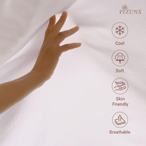 Image of Pizuna 100% Cotton Fitted Bedsheet Single Bed 400 Thread Count Long Staple Cotton Sateen Fitted Bedsheet 40x78 Inch with 1 Pillow Cover, Light Lilac Elastic Fitted Bedsheets Single Bed fits 12 Inch