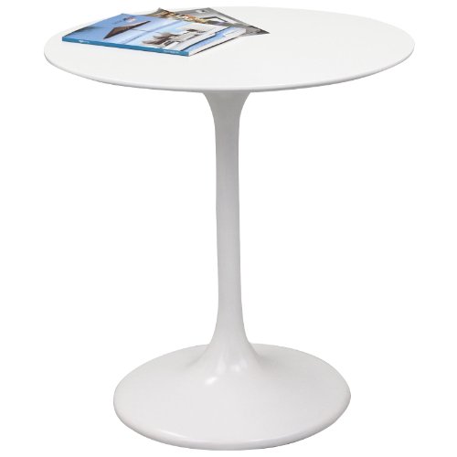 Image of Modway Lippa Mid-Century Modern 28 inch Round Fiberglass Dining Table in White
