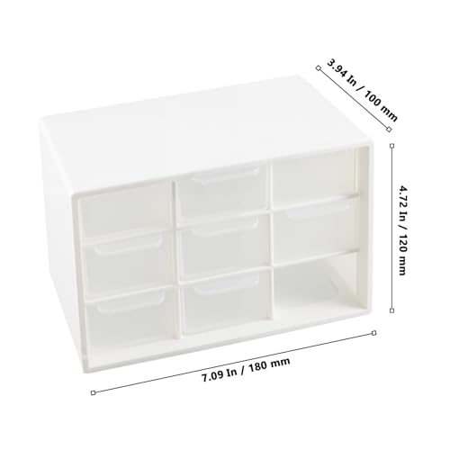 NAMYEUT 6 Stück Bastelbox Aufbewahrung mit 9 Schubladen, 18x12x10cm Mini Schubladenbox Weiß, Kleine Schubladen Organizer, Schreibtisch Aufbewahrungsbox mit 9 Schubladen