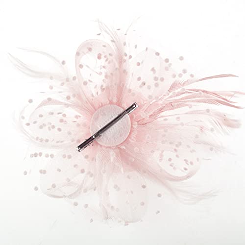Image of DRESHOW Fascinators Hat Flower Mesh Ribbons Feathers on a Headband and a Clip Tea Party Headwear for Girls and Women