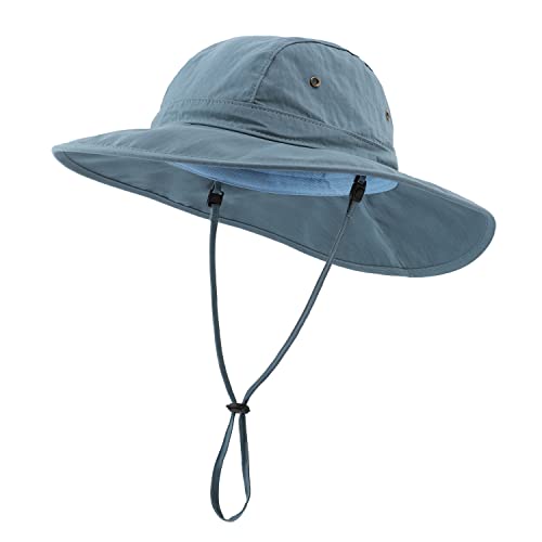 Home Prefer Mens Upf50+ Bucket Sun Hat Wide Brim Uv Sun Protection Hat Summer Hat Fishing Cap Blue #TOP1