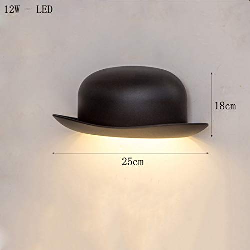 12W applique da parete LED nera Gentleman Cappello...