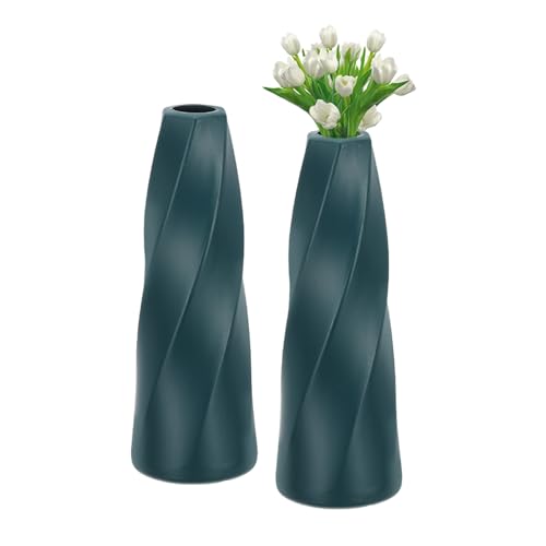 PATIKIL Jarrones de Flores, 2pcs Jarrones de Flores Modernos y Elegantes para Ramo Jarrón de Flores irrompible de PE Decorativo para el Hogar Sala de Estar Centro de Mesa Oficina, Azul