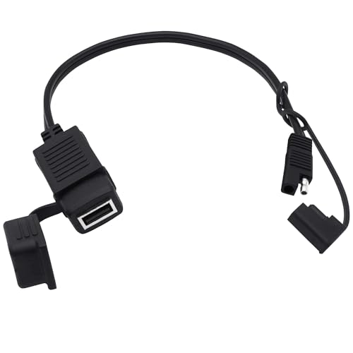 YARCHONN SAE to USB Adapter Motorcycle Cable SAE Quick Connector to 5V 2A USB A Female Power Port with Waterproof Cover for Charging Smart Phone Tablet GPS from Motorcycle Car Solar Panel -37cm