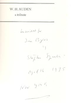 Hardcover W. H. Auden a tribute, SIGNED BY STEPHEN SPENDER (FIRST AMERICAN EDITION SIGNED BY THE EDITOR, STEPHEN SPENDER) Book